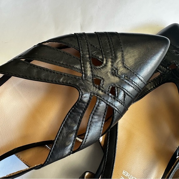 Di Donna Italy Black Leather Pointed-Toe Flats Slingback Minimalist Neutral 40 - Picture 7 of 9